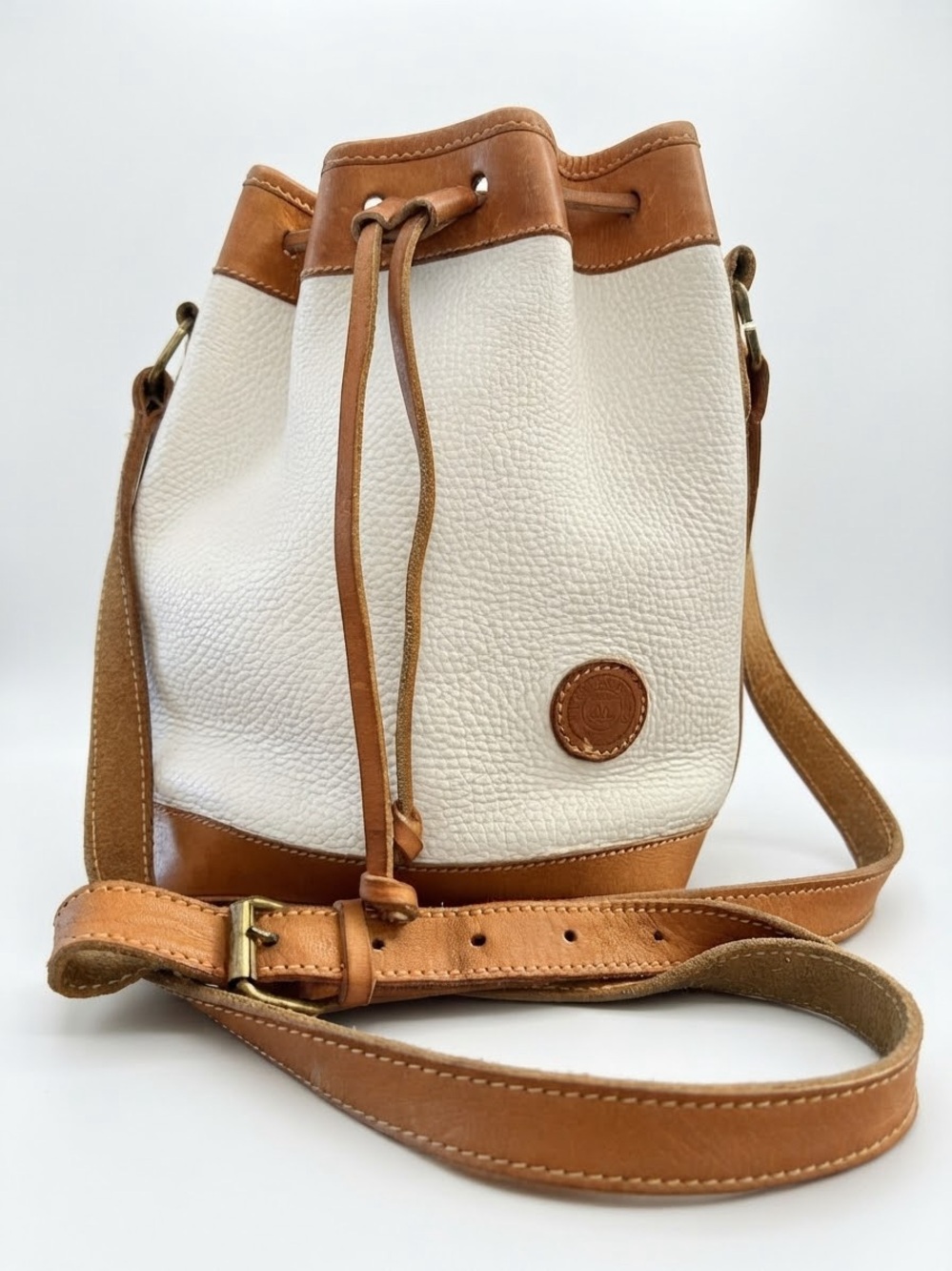 Vintage Club Monaco Bucket Bag White & Tan